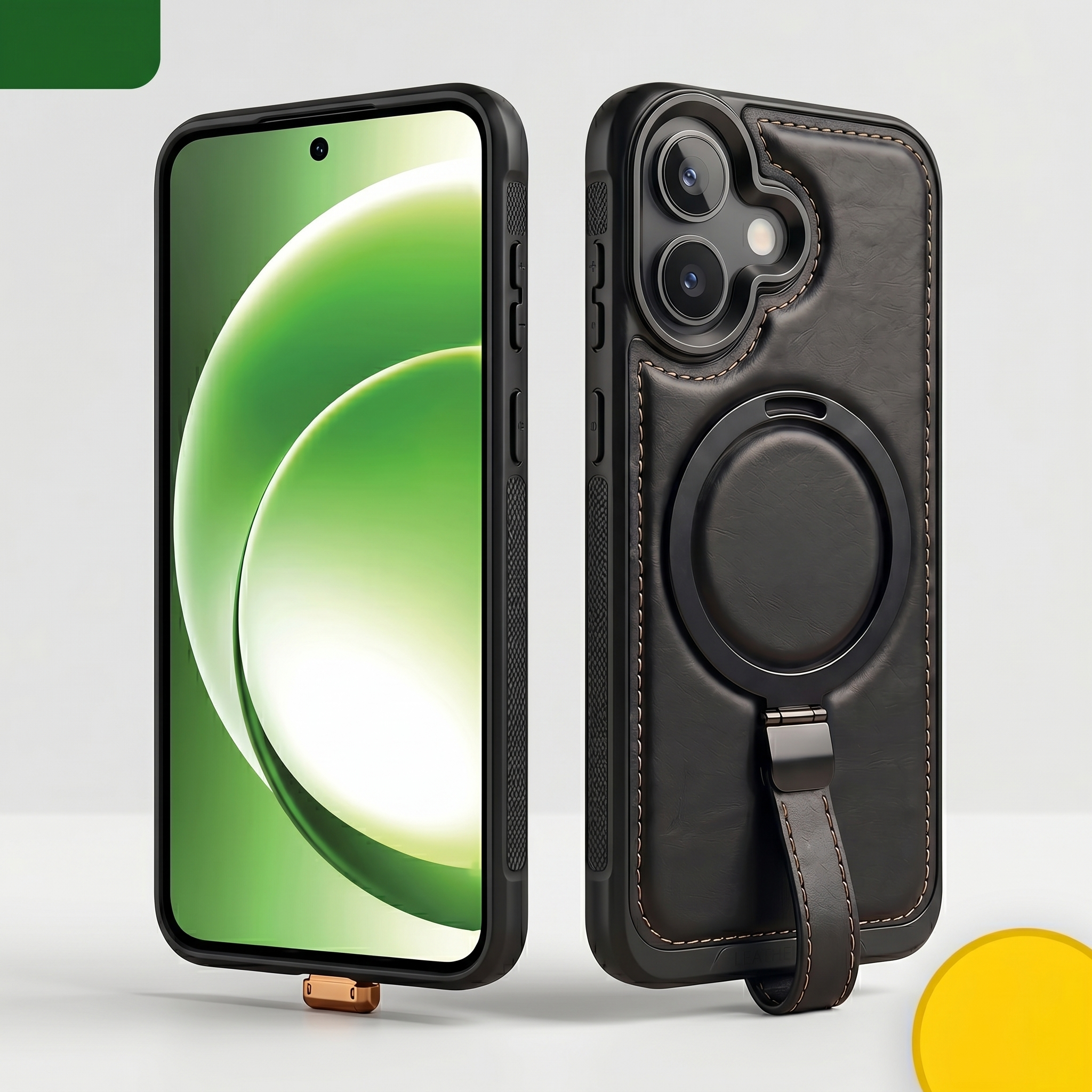 Heritage Ring-Stand Leather Case — iPhone 17