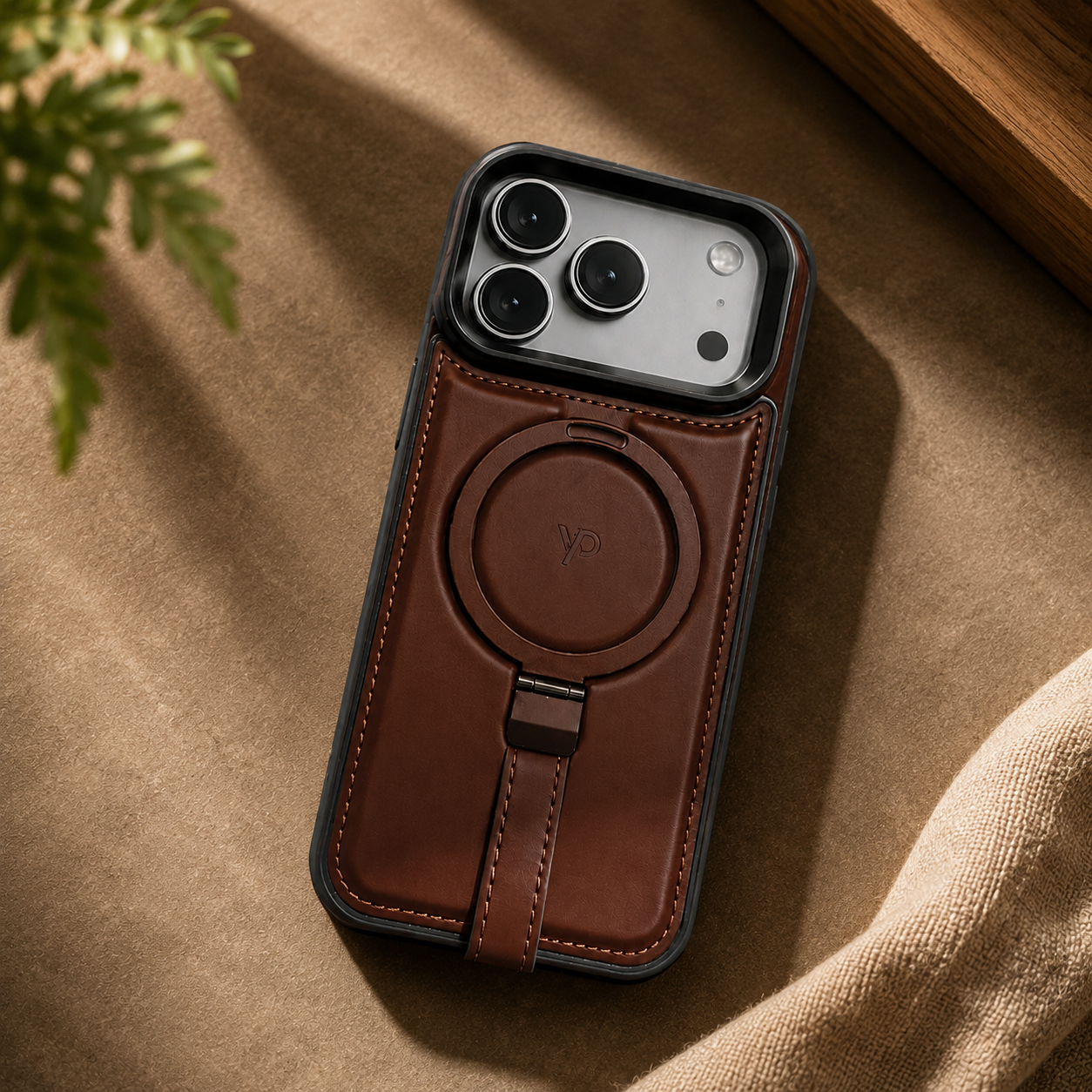 Heritage Ring-Stand Leather Case — iPhone 17 Pro Max