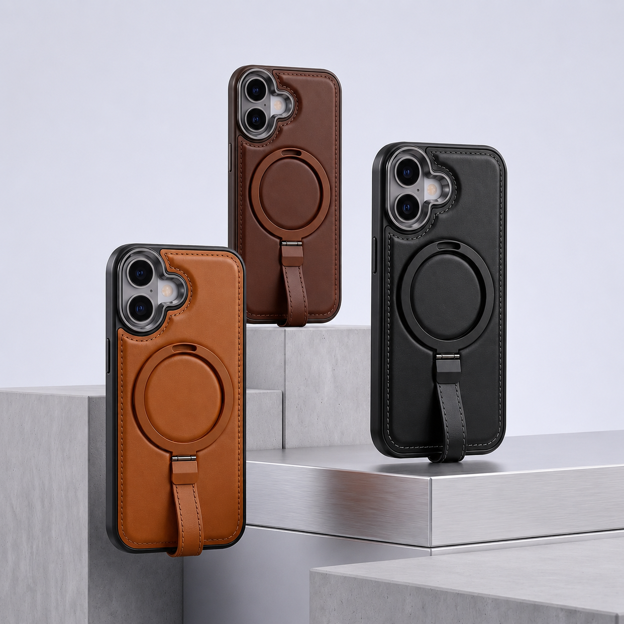 Heritage Ring-Stand Leather Case — iPhone 17