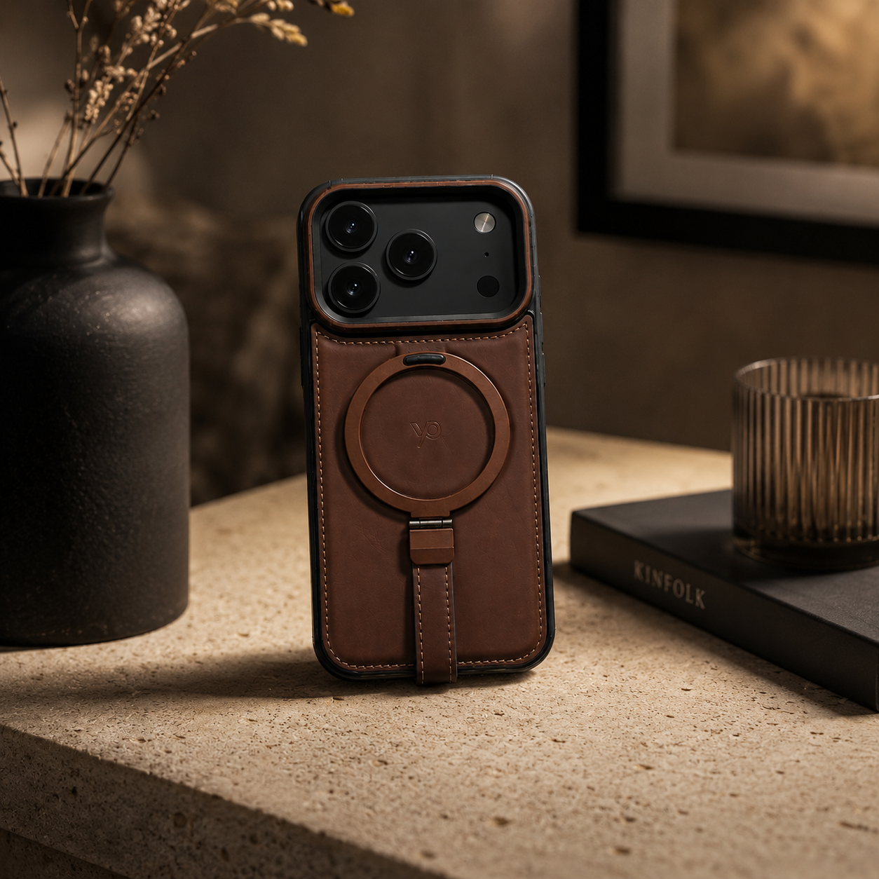 Heritage Ring-Stand Leather Case — iPhone 17 Pro Max