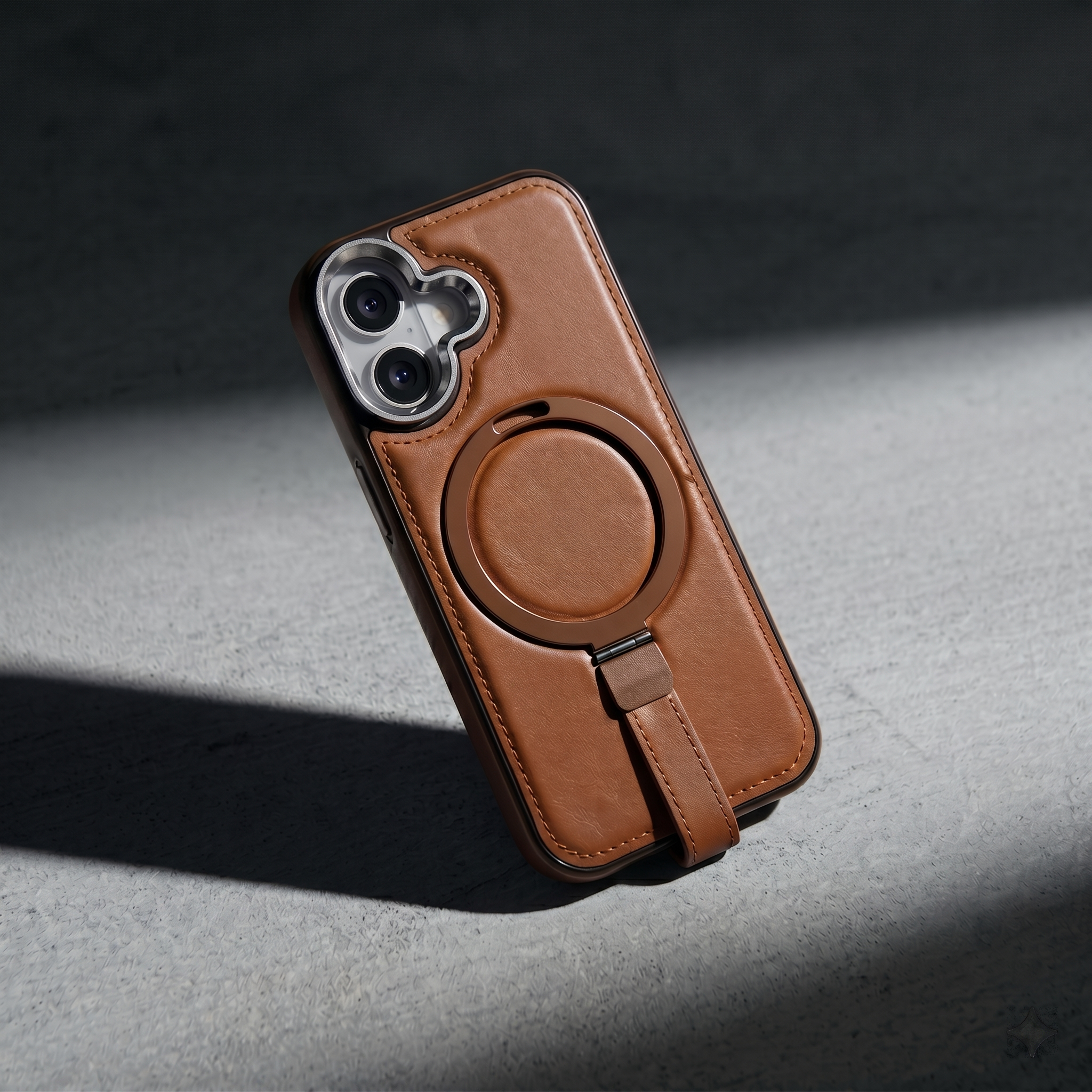 Heritage Ring-Stand Leather Case — iPhone 17
