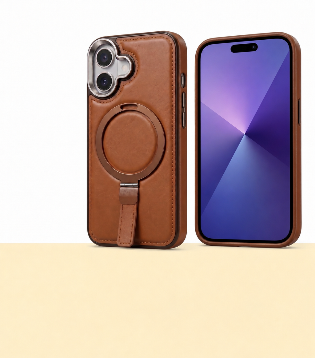 Heritage Ring-Stand Leather Case — iPhone 17