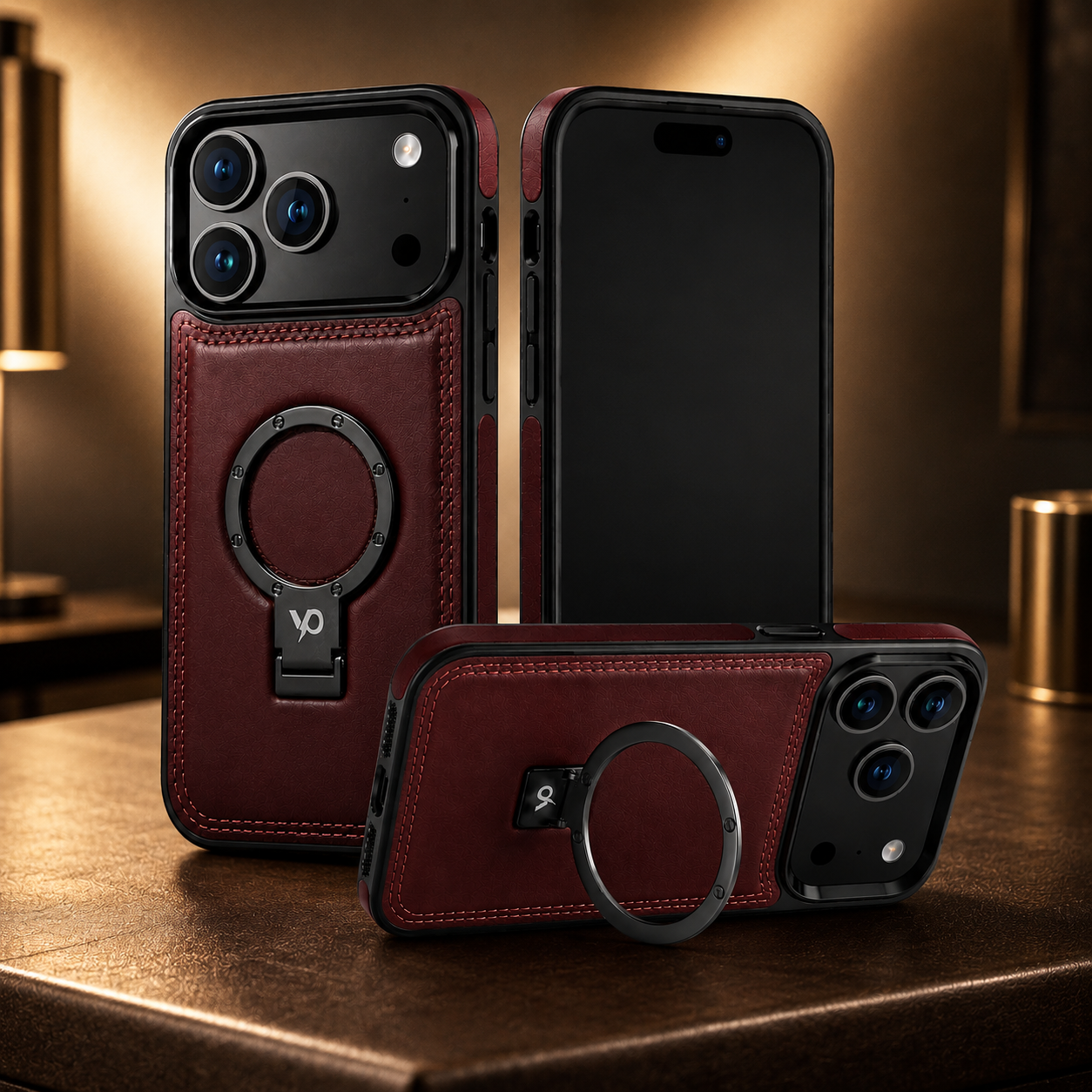 Heritage Metal-Ring Leather Case — iPhone 17 Pro Max