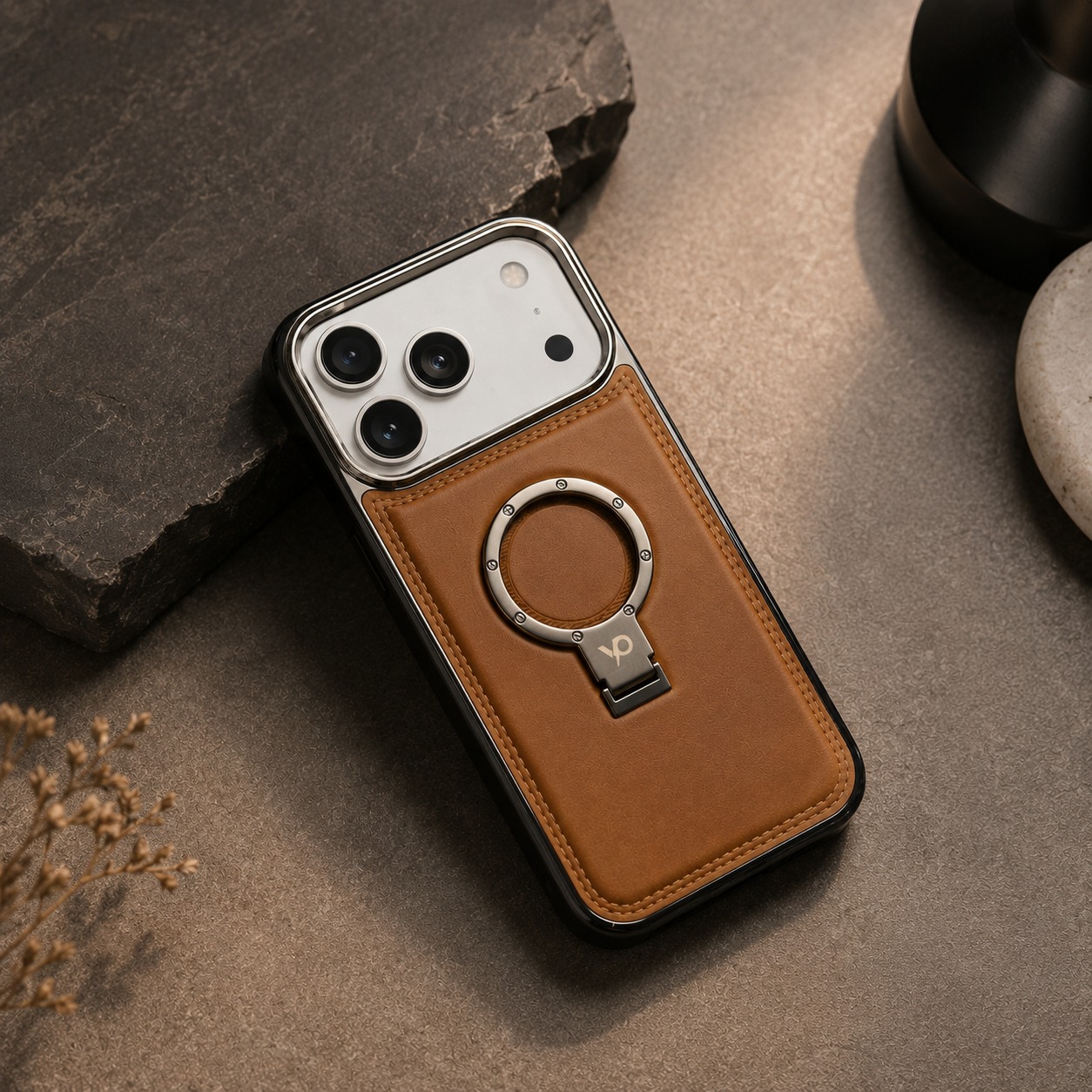 Heritage Metal-Ring Leather Case — iPhone 17 Pro Max