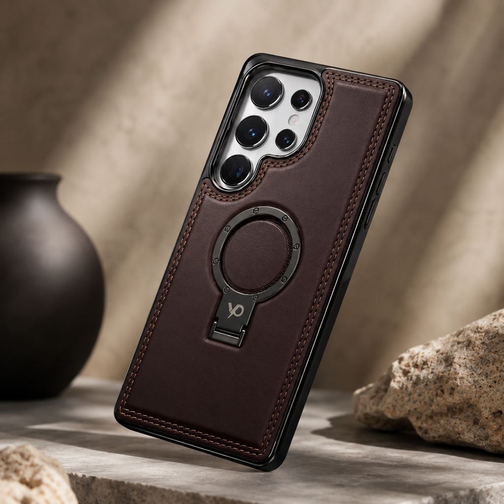 Heritage Metal-Ring Leather Case — Samsung S25 Ultra