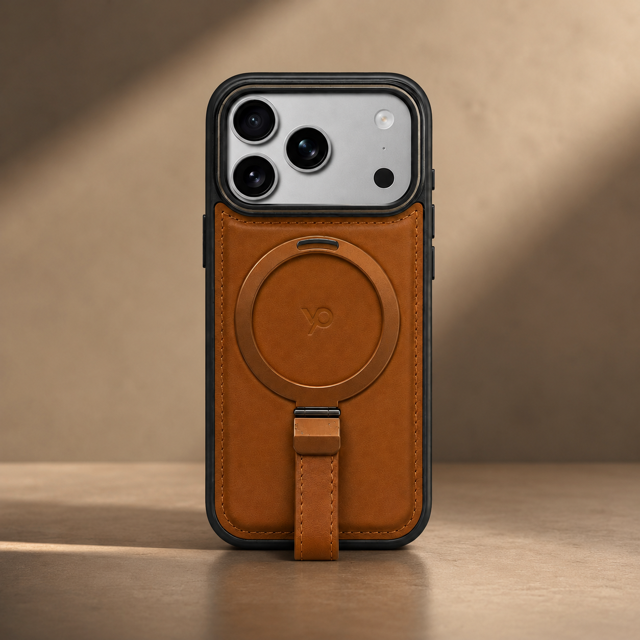 Heritage Ring-Stand Leather Case — iPhone 17 Pro